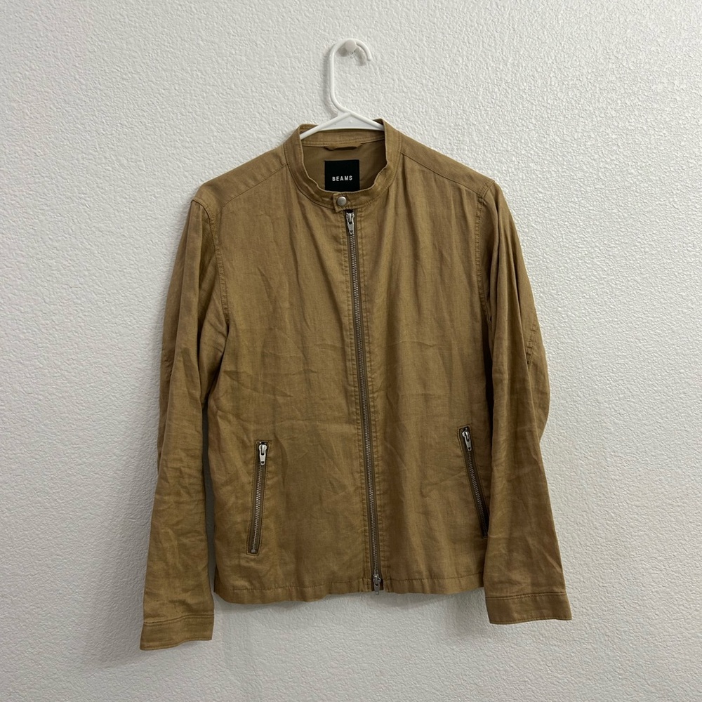 BEAMS Small 100 Flax Zip Jacket Tan